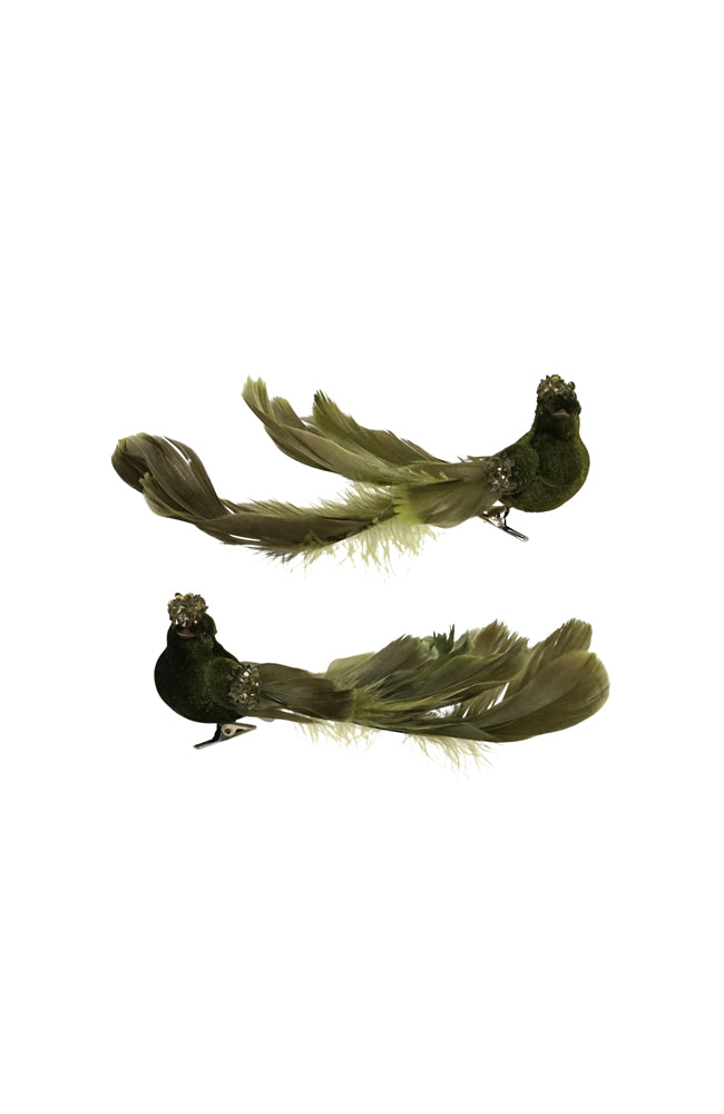 Feather Bird Lge Sage 2 Assorted