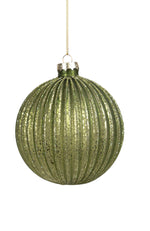 Glass Ribbed Lge Bauble Apple Green