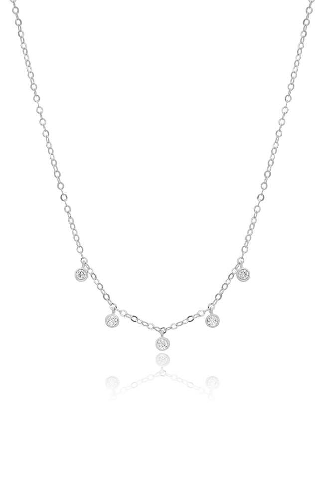 Bezel Drop Necklace I Silver