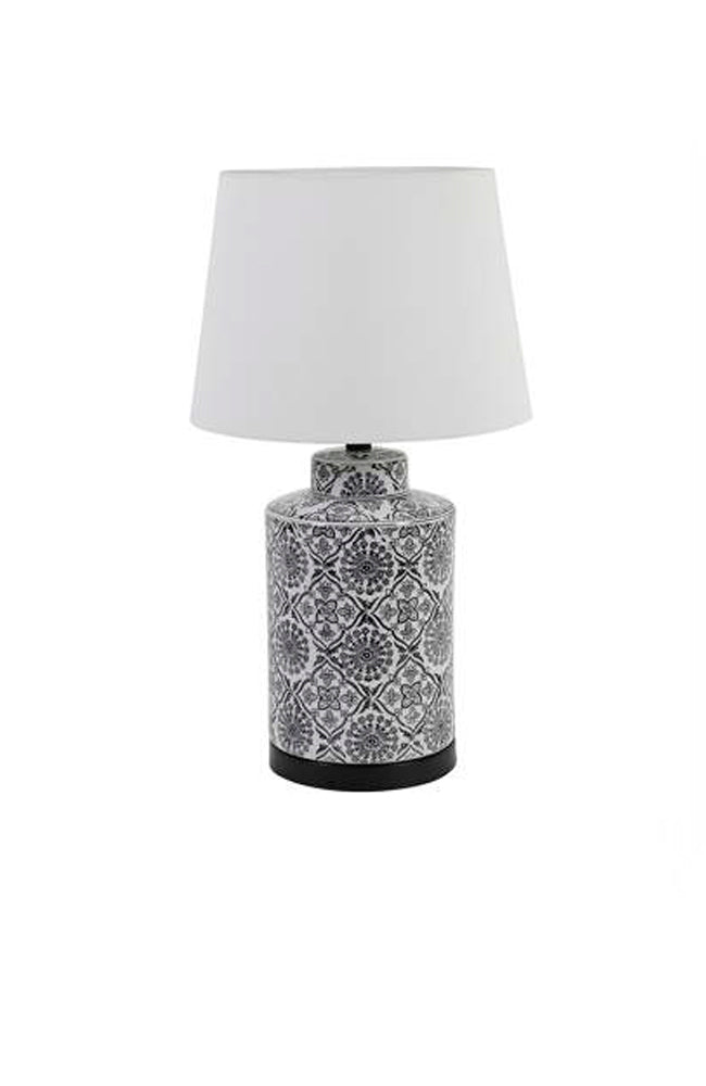 Bloomingdale Ceramic Black/White Filigree Lamp