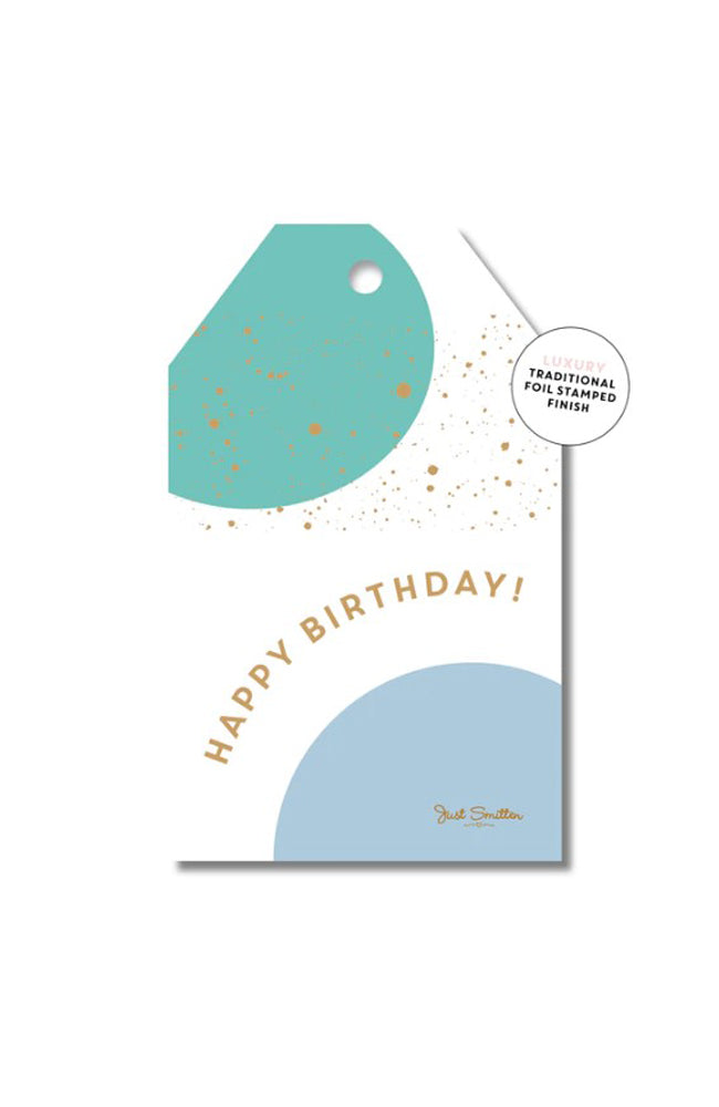 Aqua Birthday Bubbles - Tag