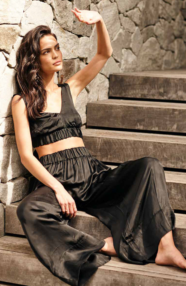 Lila Wide Leg Pant - Black