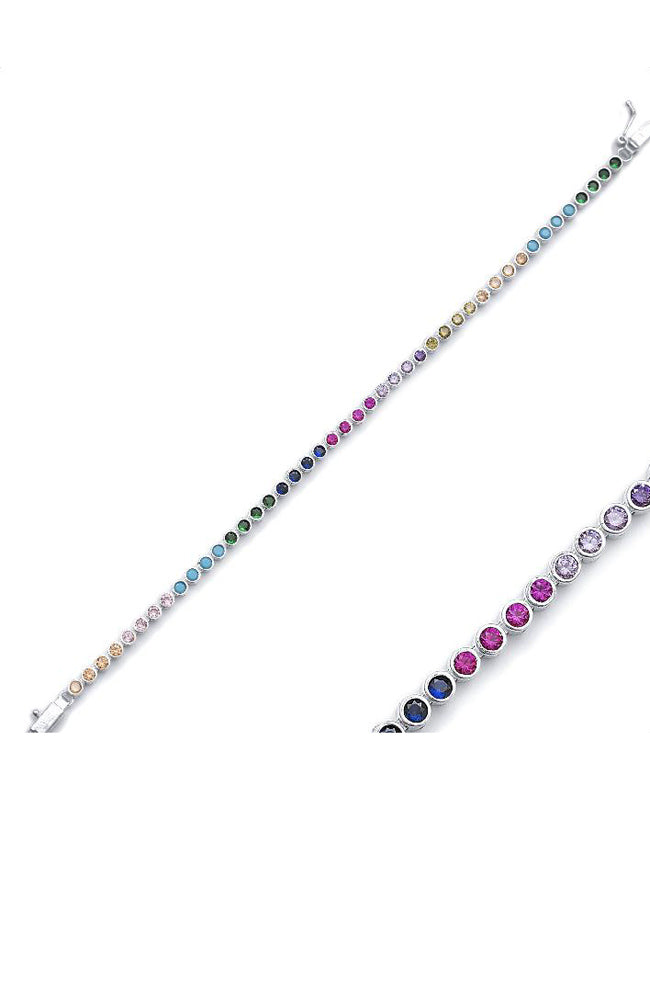 Tennis Bracelet I Rainbow Silver